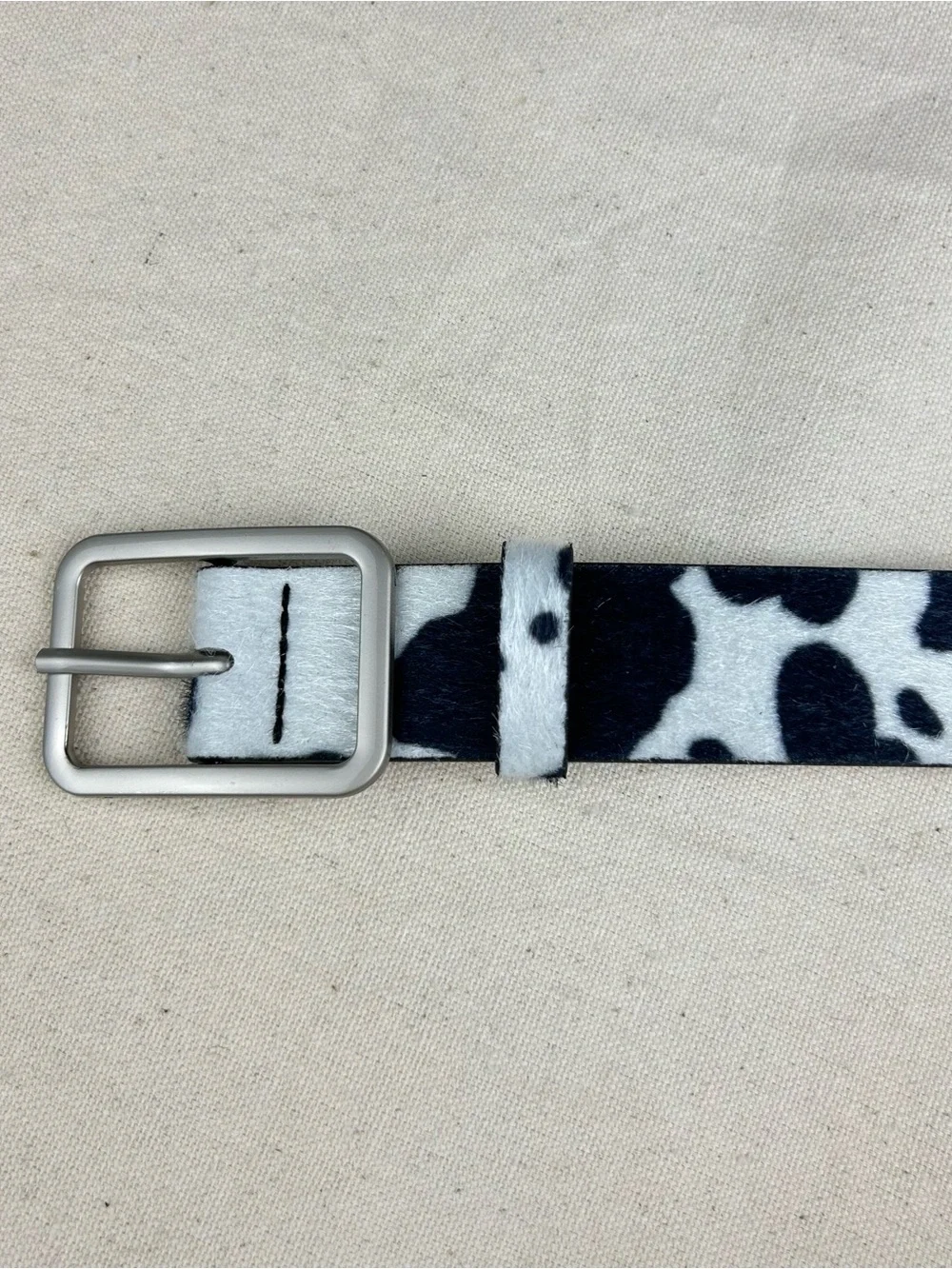 Vintage style cow fur belt american western boho black and white